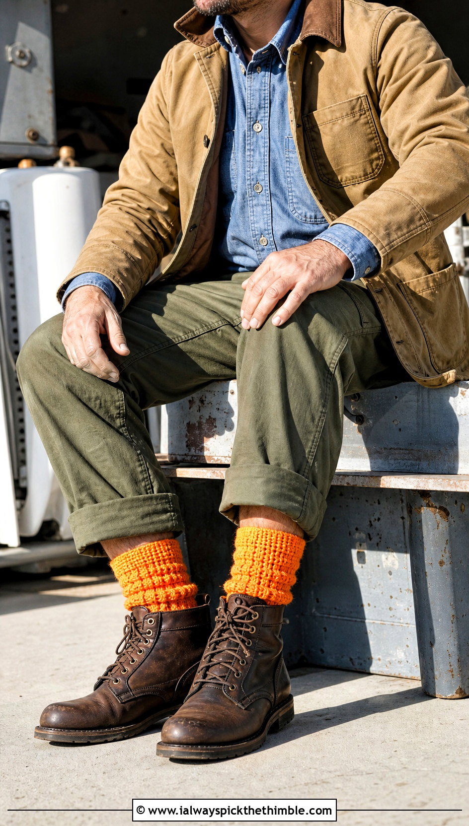 Crochet Boot Cuff Socks With Workwear - 20 men's crochet socks outfit ideas