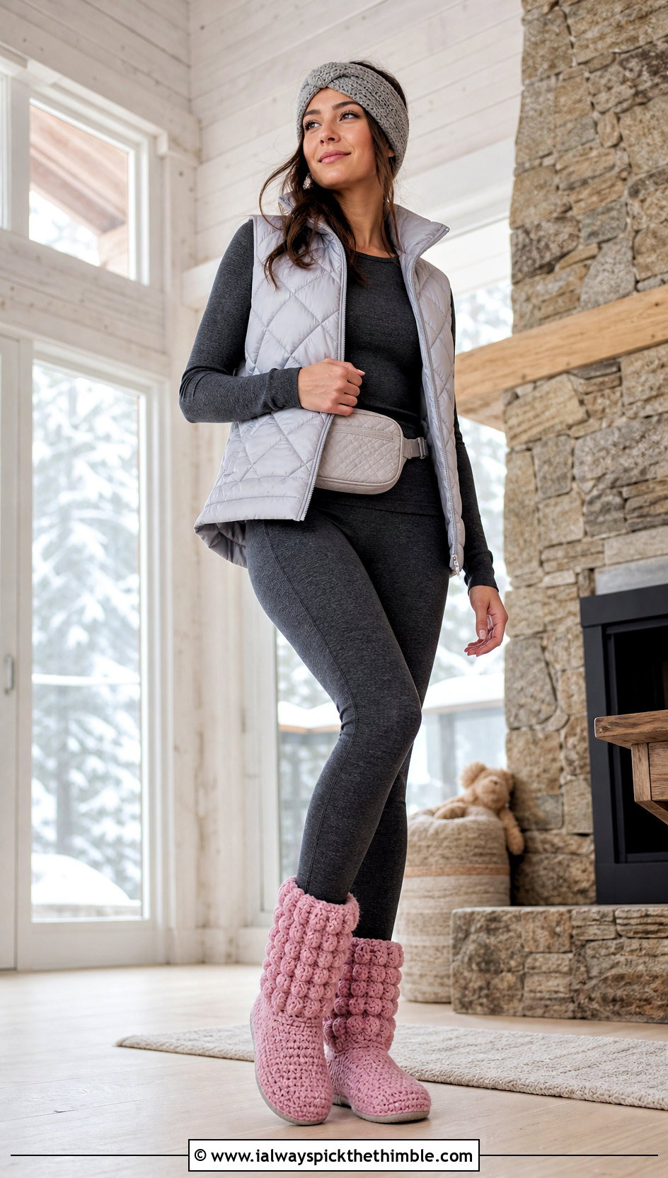 Crochet Bootie House Shoes With A Thermal Outfit - 20 crochet house shoes outfit ideas