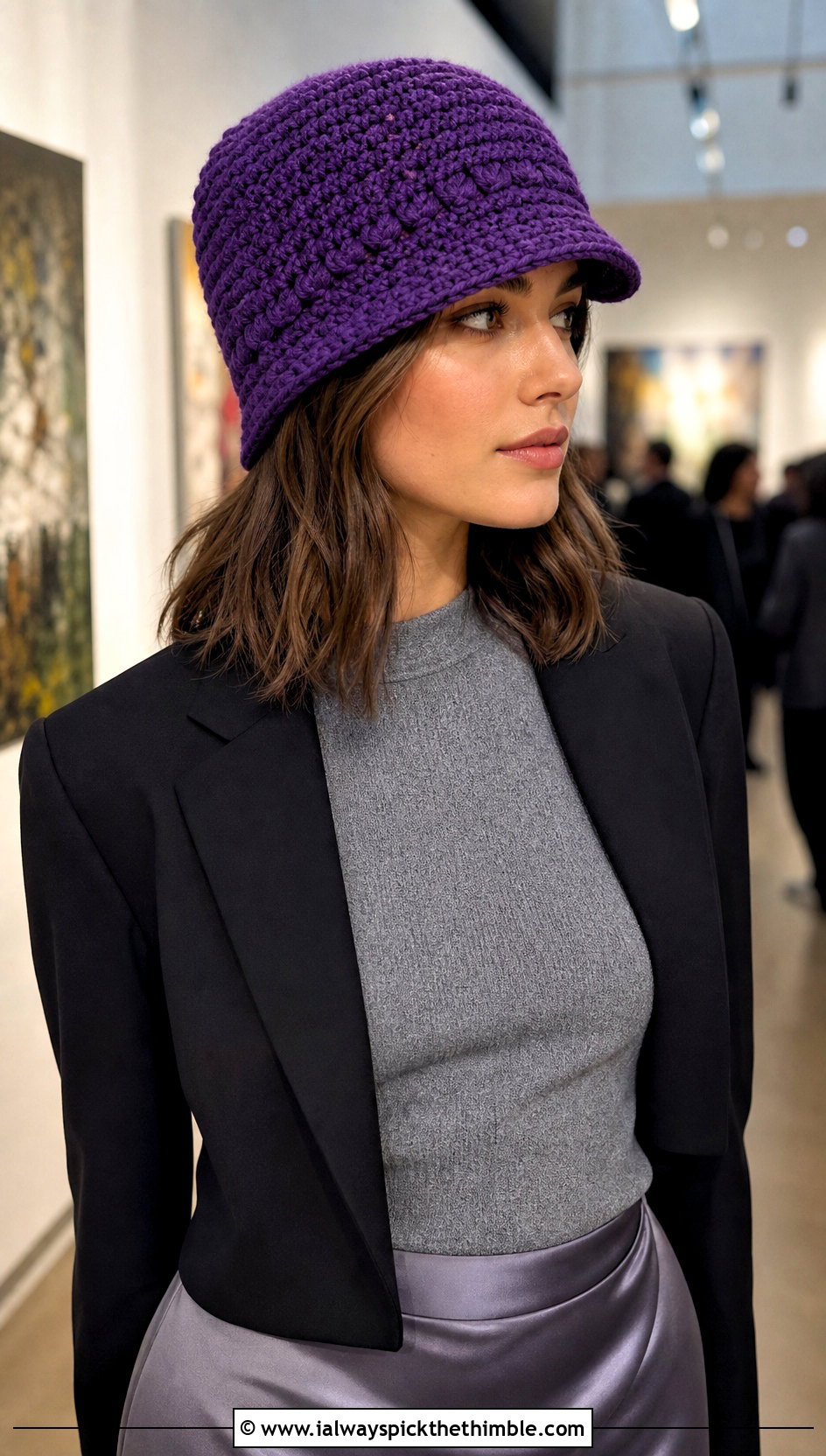Crochet Brimmed Beanie With Satin Skirt - 15 Easy Crochet Hats For Women outfit ideas