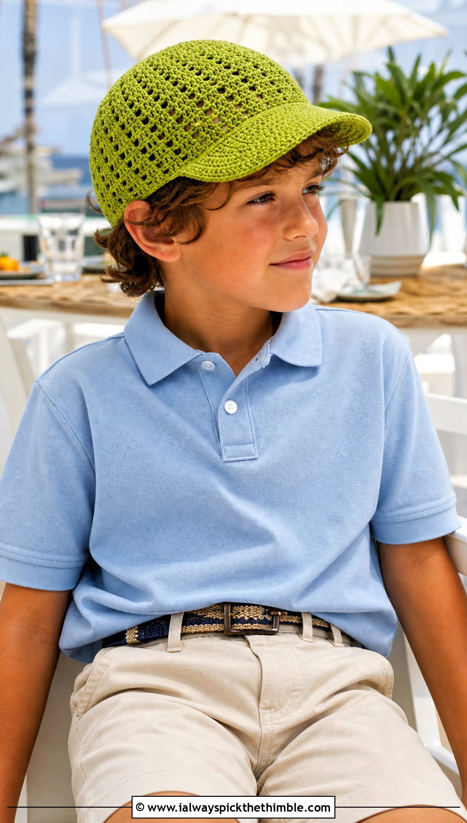 Crochet Brimmed Cap With Polo Shirt And Shorts - 25 childrens crochet hats outfit ideas