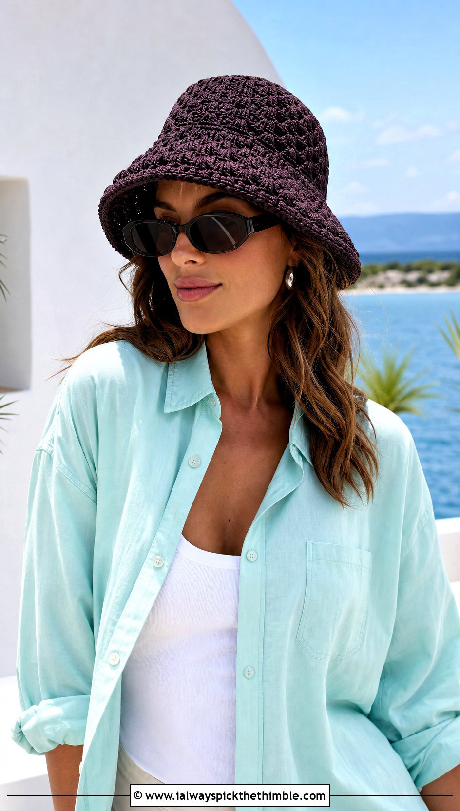 Crochet Bubble Bucket Hat With Beach Shirt And Shorts - 20 Crochet Bubble Hat outfit ideas