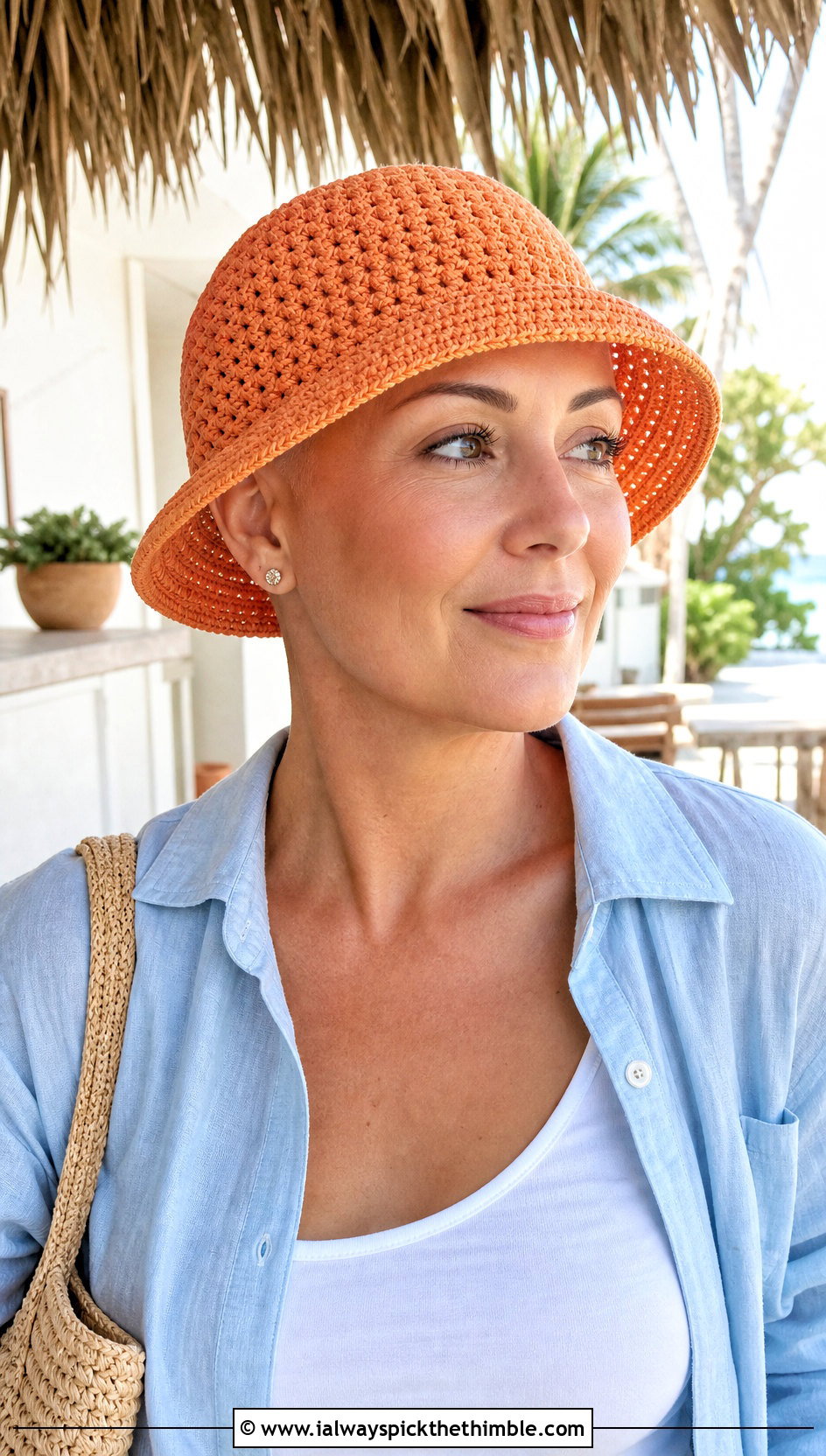 Crochet Bucket Chemo Hat With Linen Set - 20 crochet chemo hat outfit ideas