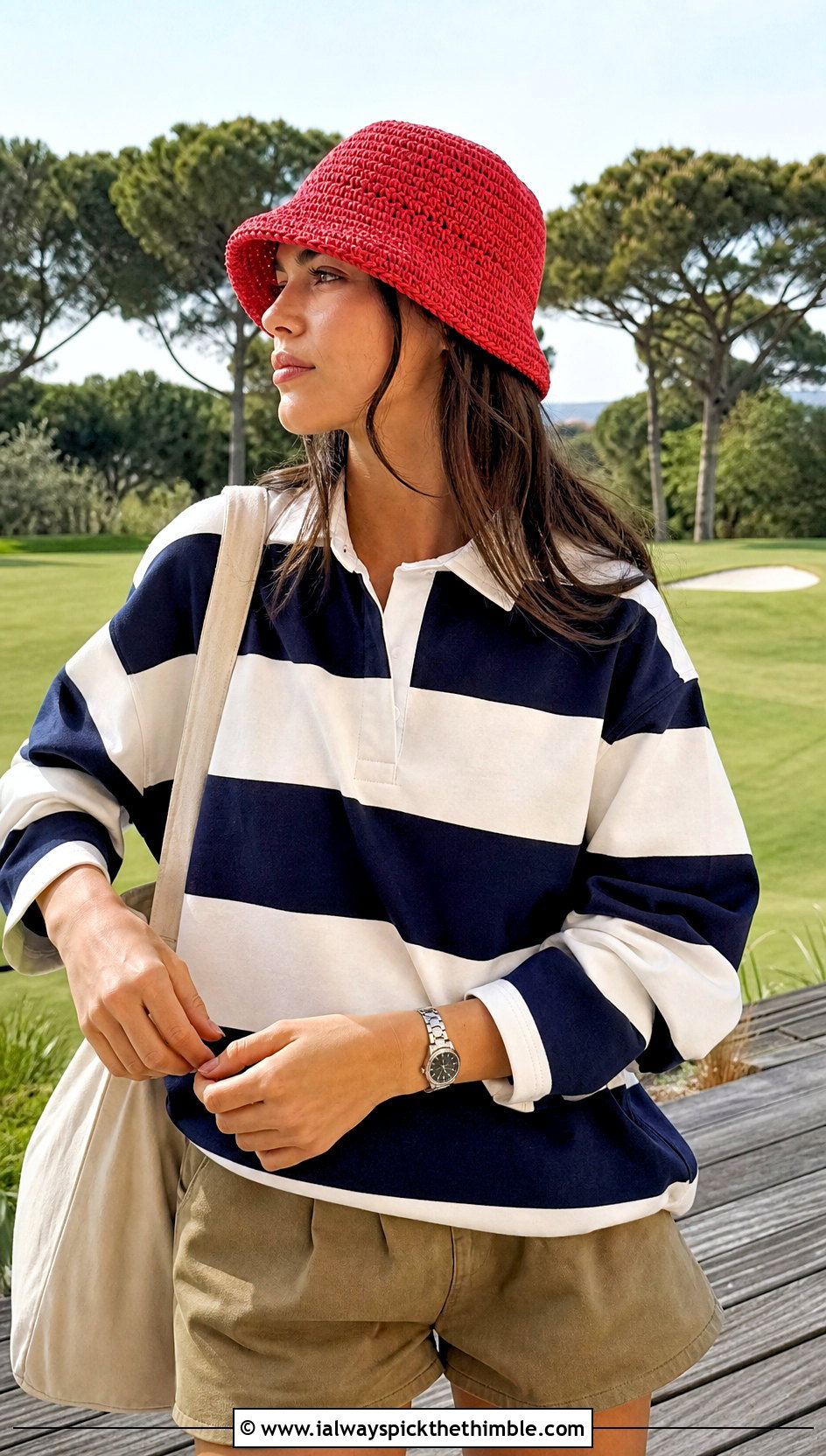 Crochet Bucket Golf Hat With Rugby Shirt And Shorts - 20 crochet golf hat outfit ideas
