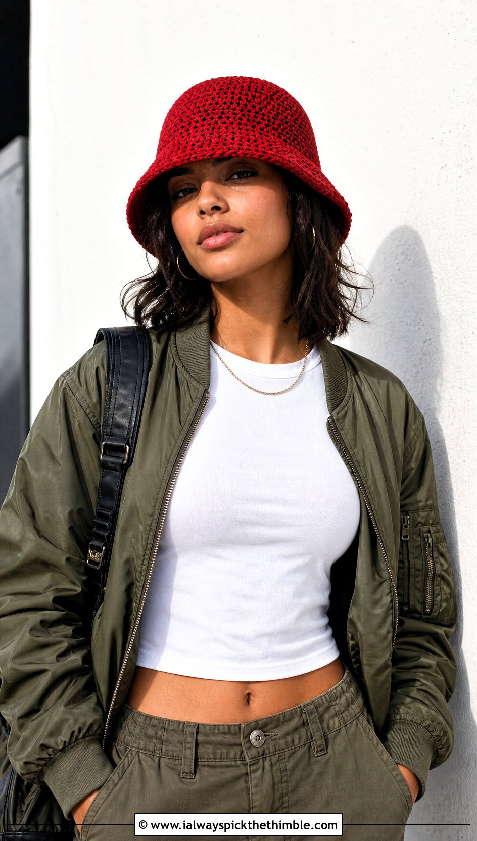Crochet Bucket Hat With Cargo Pants - 20 Easy Crochet Womens Hat outfit ideas