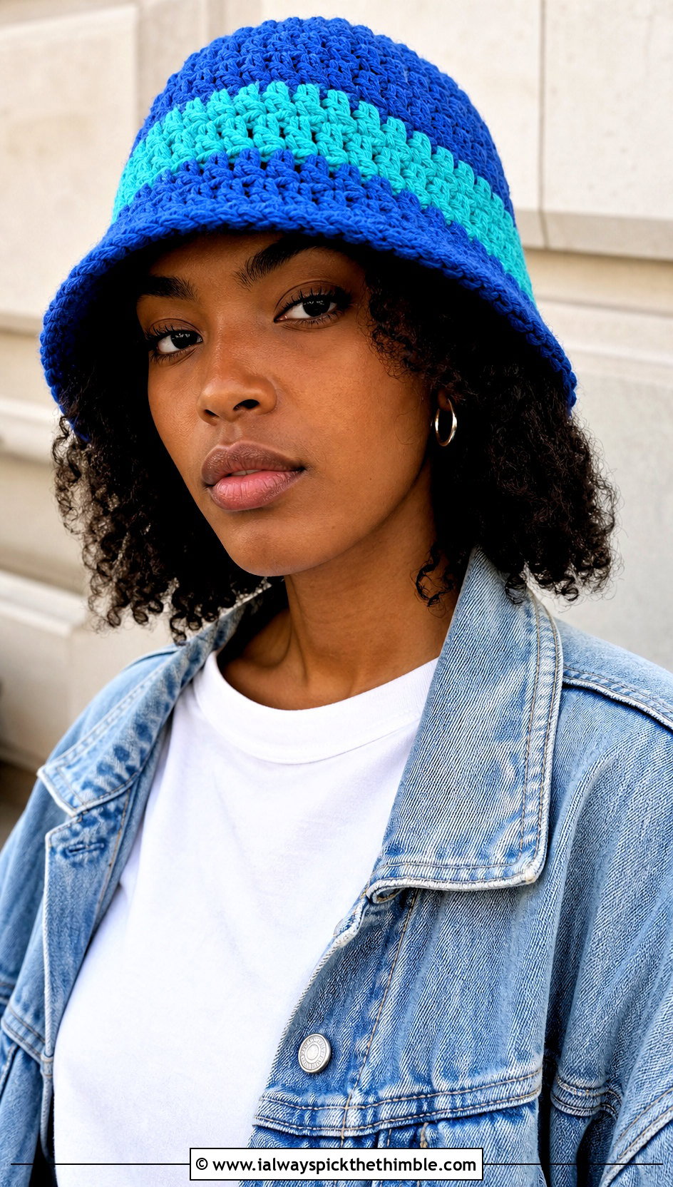 Crochet Bucket Hat With Denim Jacket - 25 crochet clothing and accessories ideas