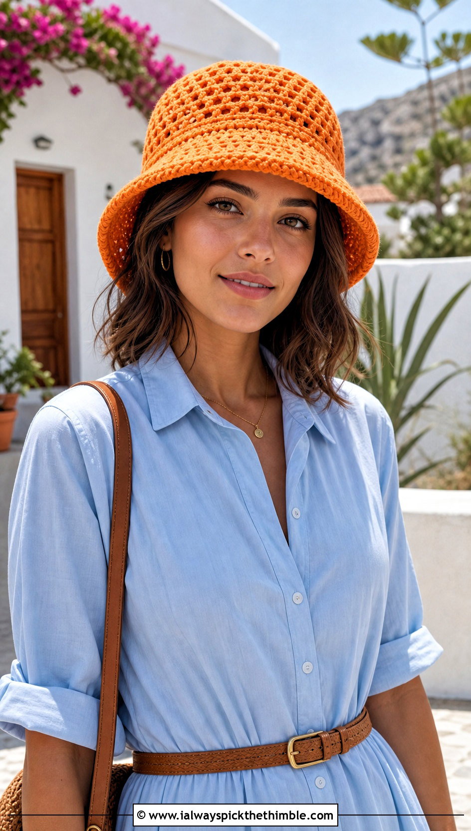 Crochet Bucket Hat With Shirt Dress Outfit - 25 crochet accessories outfit ideas