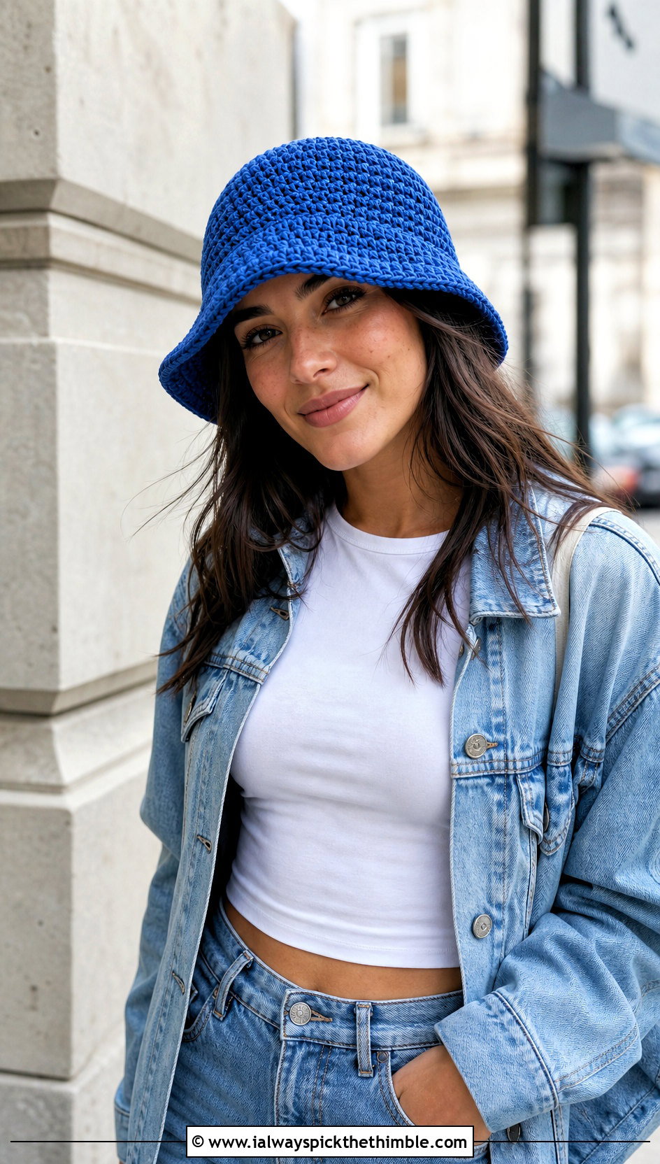 Crochet Bucket Hat With Wide Leg Jeans - 20 Women Crochet Hats outfit ideas