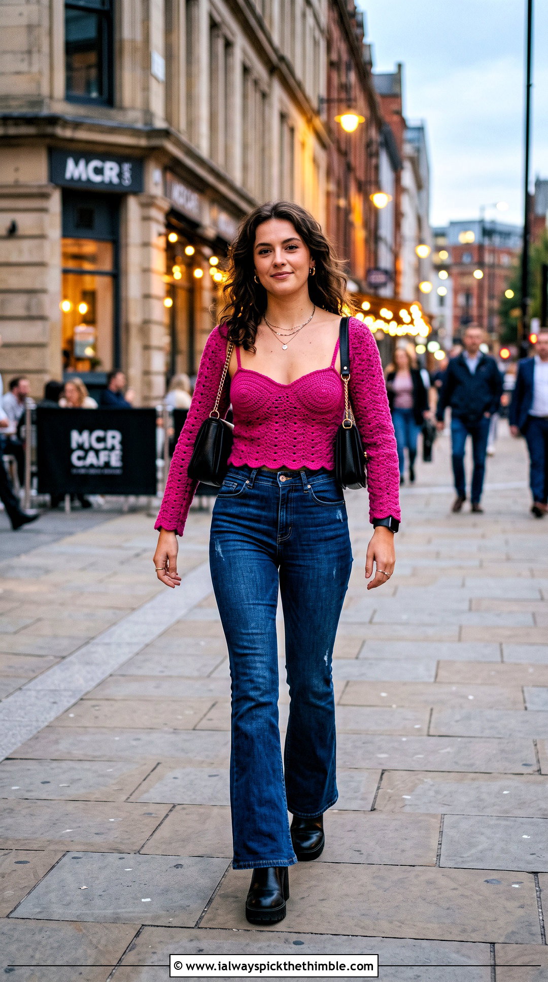 Crochet Bustier Top With Sleeves And Flared Jeans - 25 crochet bustier top outfit ideas