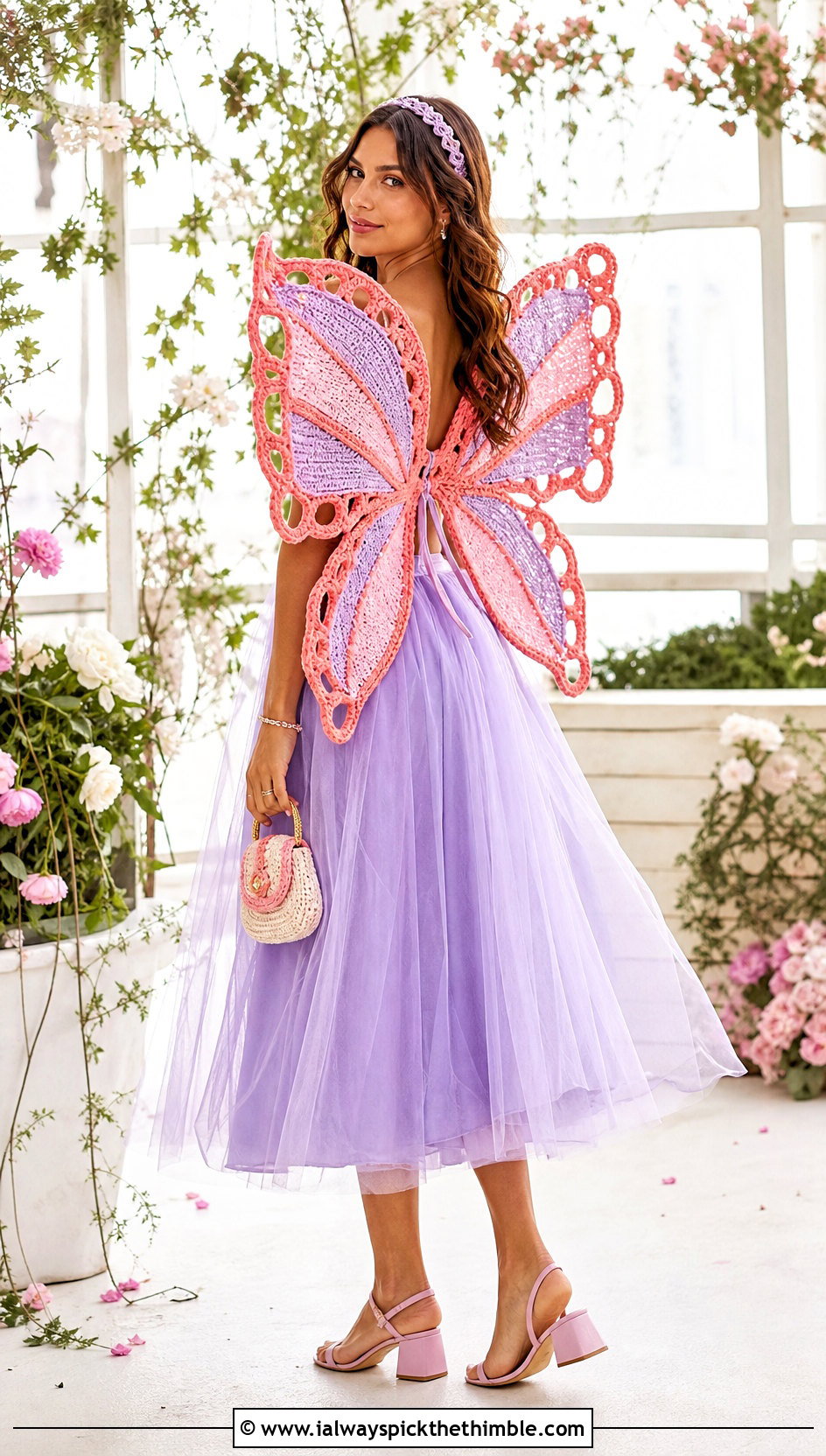 Crochet Butterfly Wings Costume With Tulle Midi Skirt - 15 Crochet Costume outfit ideas