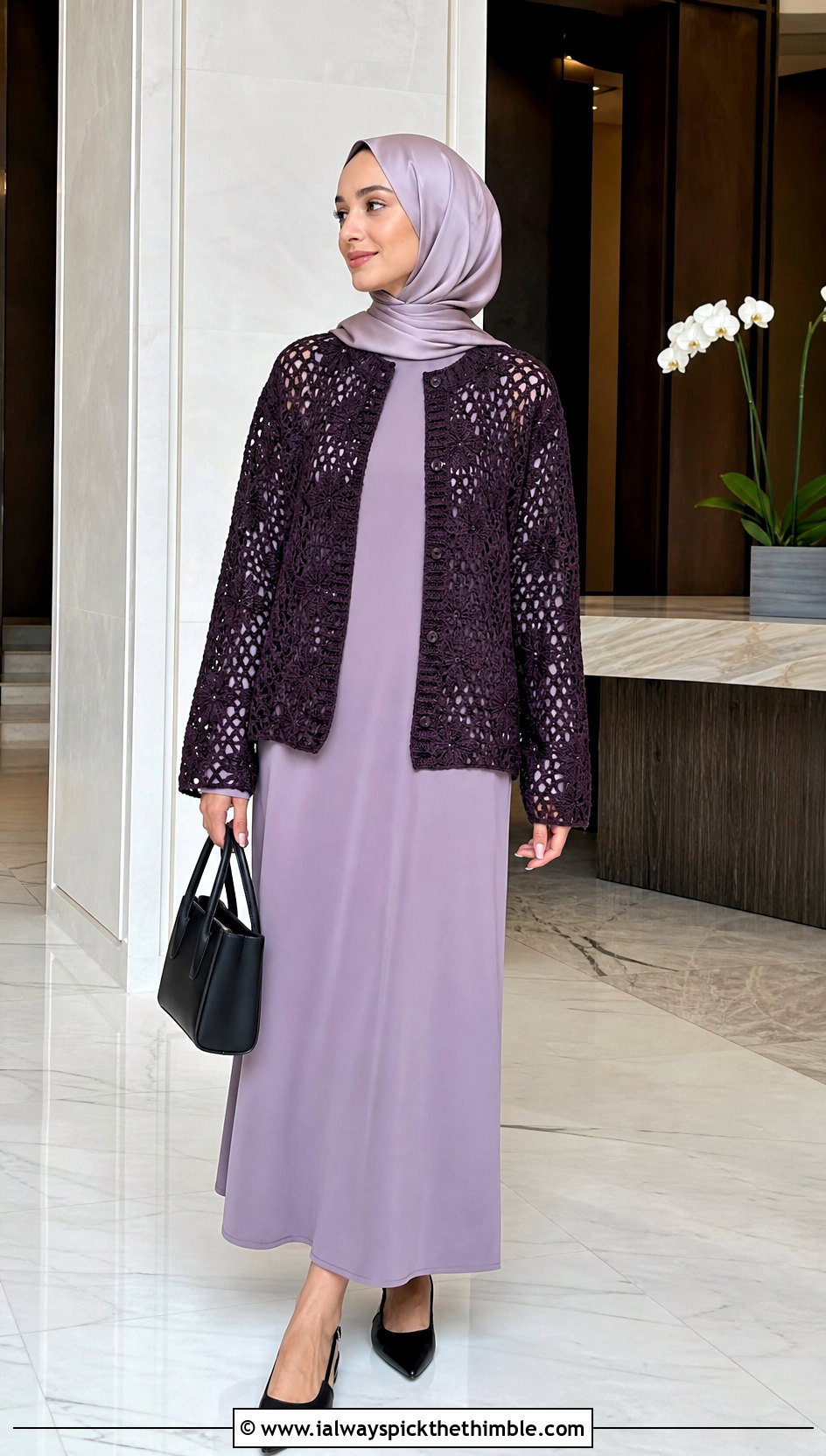 Crochet Button Front Top With Column Dress - 20 crochet top hijabi outfit ideas