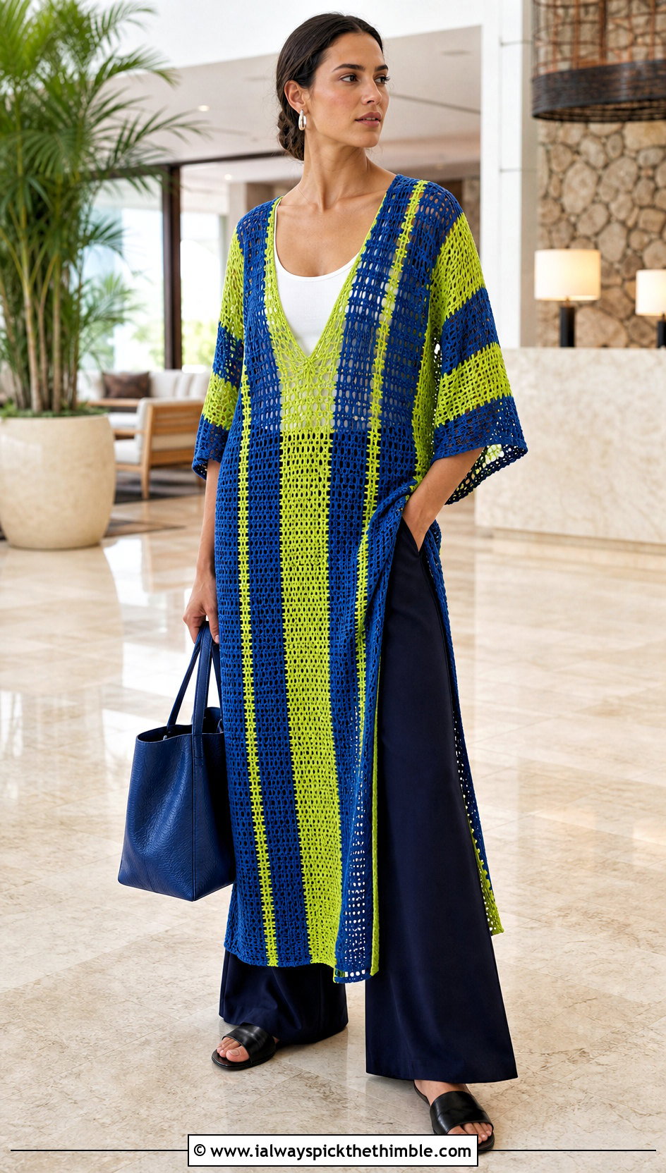 Crochet Caftan Dress With Wide Leg Pants - 15 dress crochet dress outfit ideas