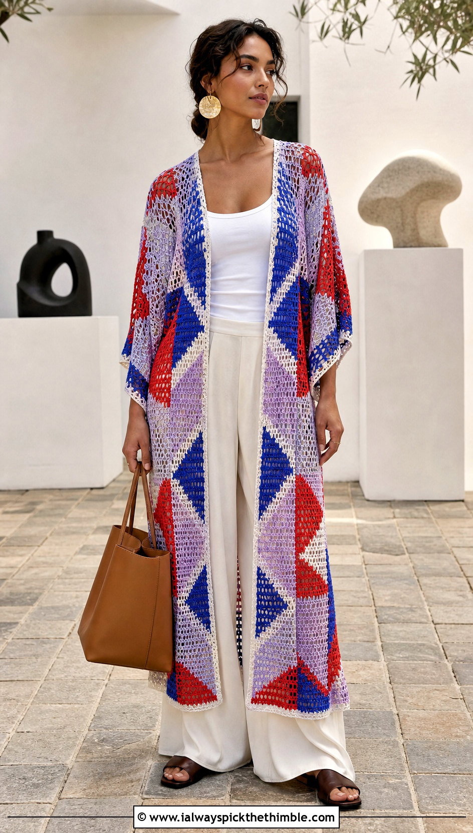 Crochet Caftan Dress With Wide Leg Pants - 15 Diy Crochet Dress Ideas