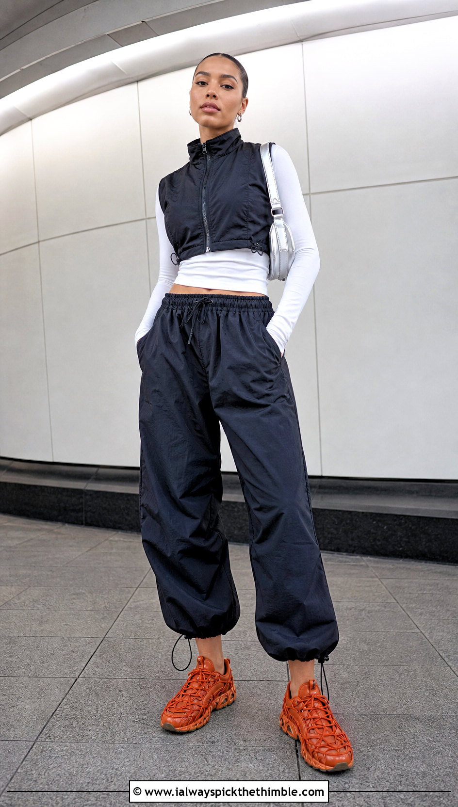 Crochet Cage Nike Huarache With Parachute Pants - 25 crochet nike shoes outfit ideas