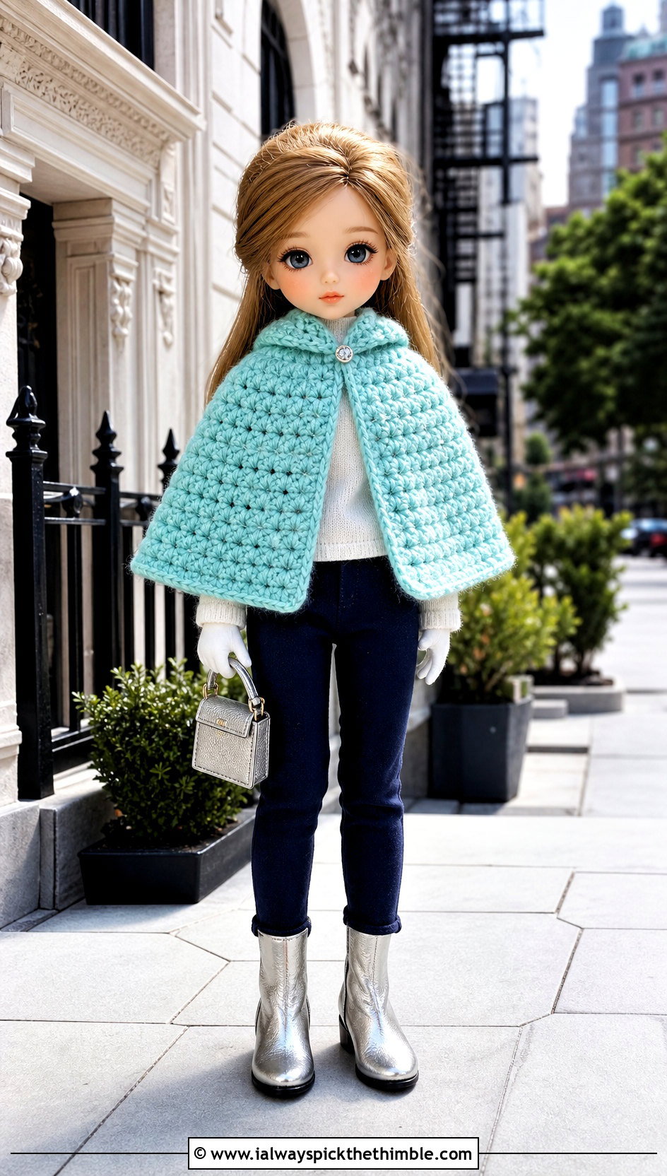 Crochet Cape Doll Outfit With Slim Trousers - 20 Crochet Small Doll Clothes and outfit ideas