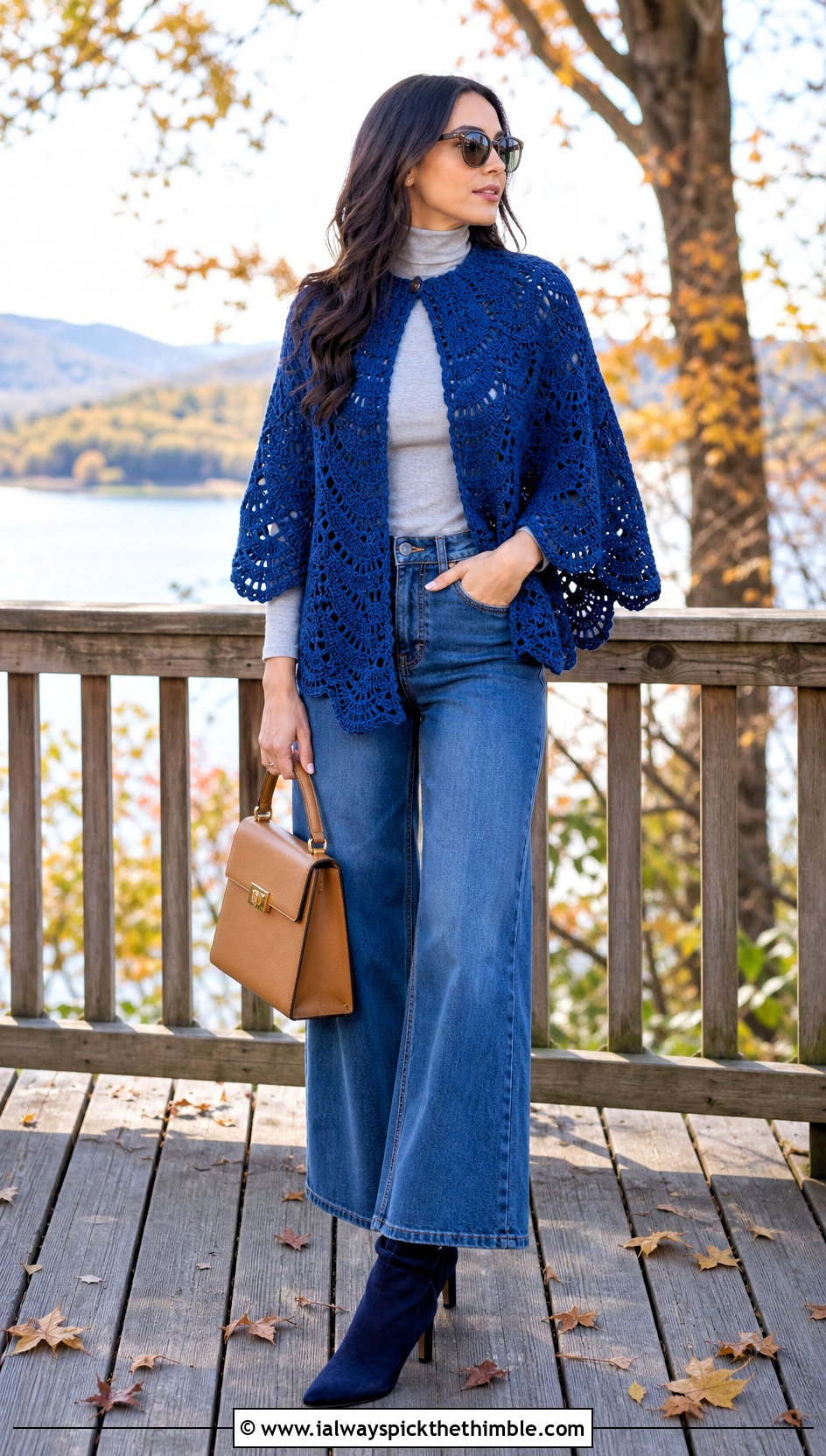 Crochet Cape With Wide Leg Jeans - 25 crochet fall clothes and outfit ideas