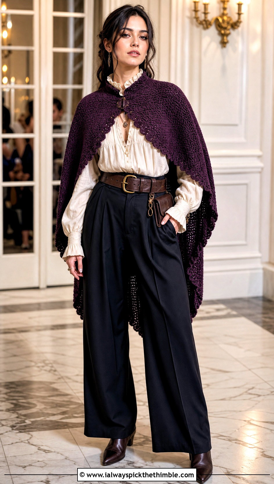 Crochet Capelet Pirate Costume With Wide Leg Trousers - 20 crochet pirate costume outfit ideas