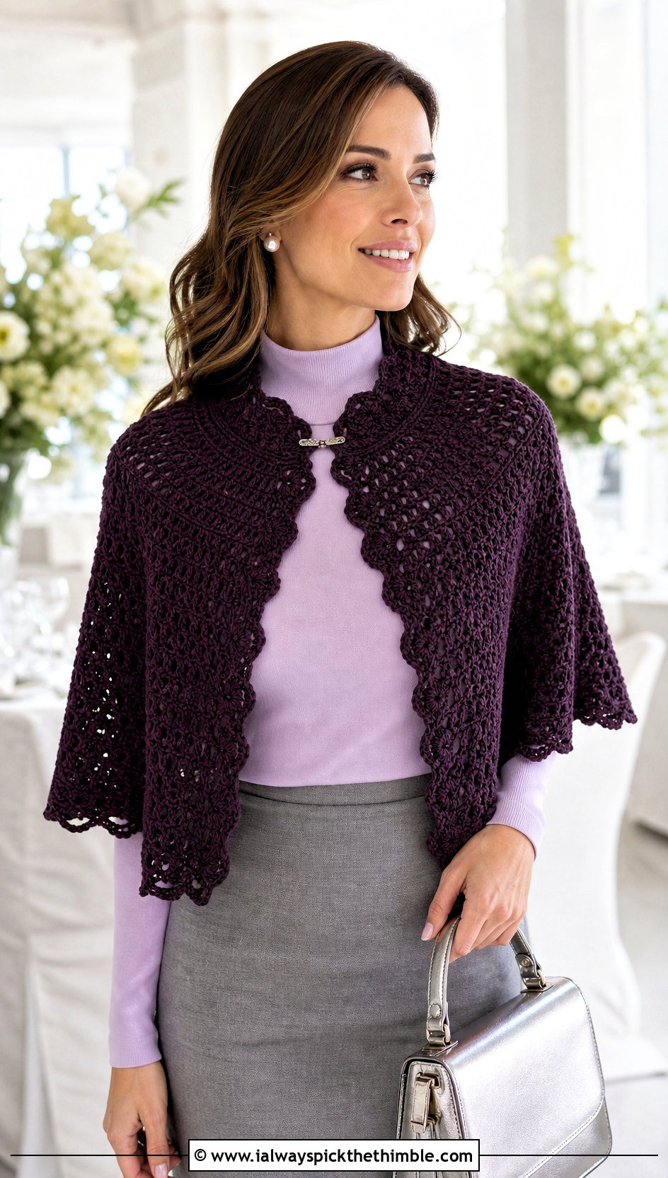 Crochet Capelet Shawl With Pencil Skirt - 20 crochet shawl wraps outfit ideas