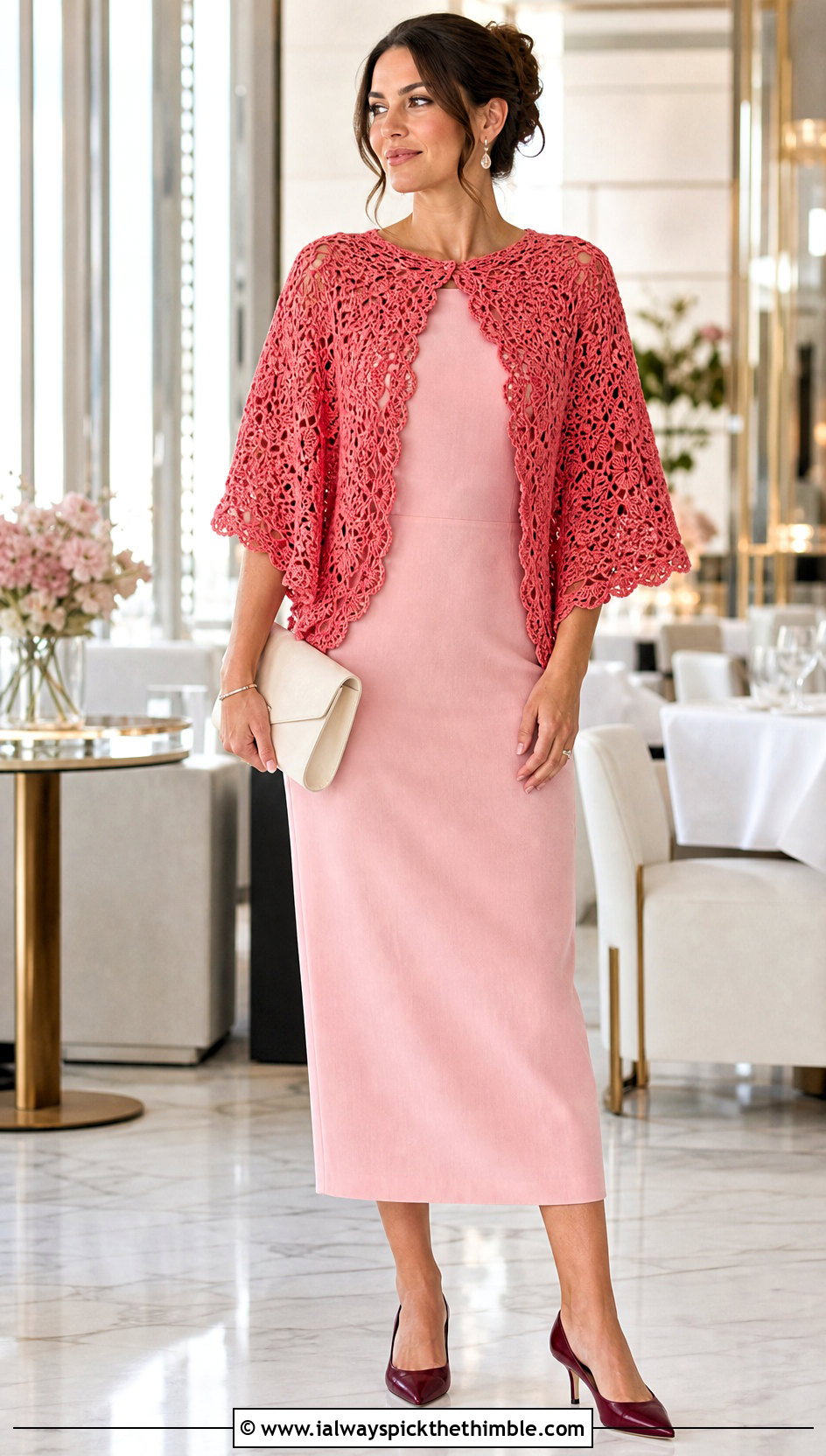 Crochet Capelet With Column Midi Dress - 25 crochet birthday outfit ideas
