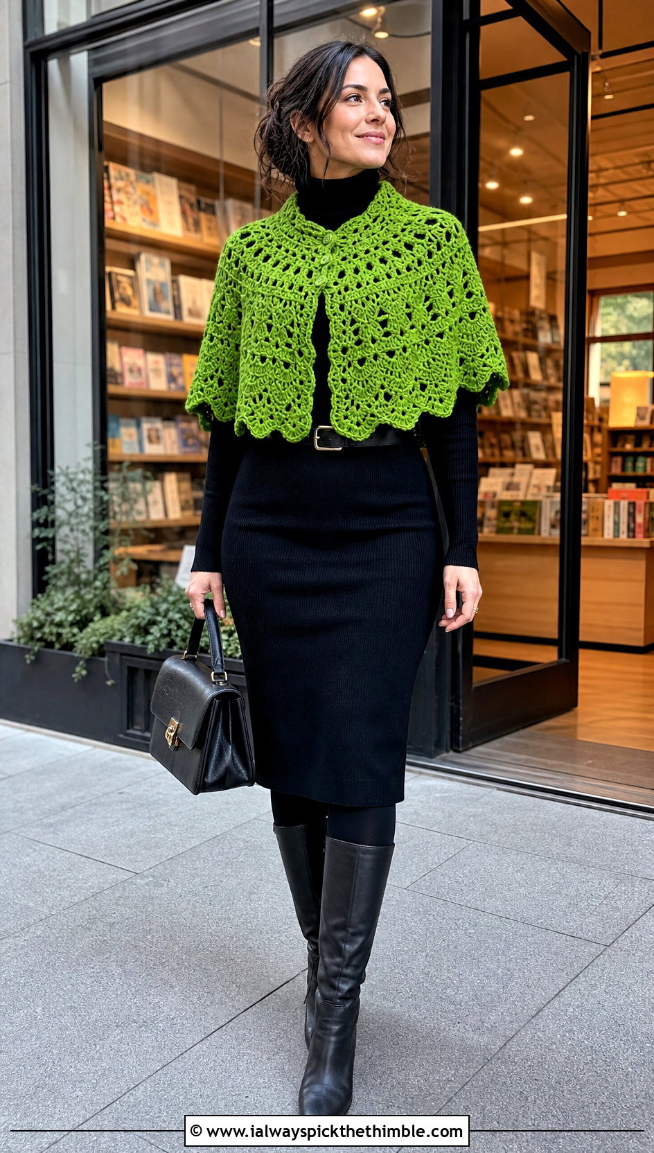 Crochet Capelet With Turtleneck Dress - 20 crochet witchy clothes and outfit ideas