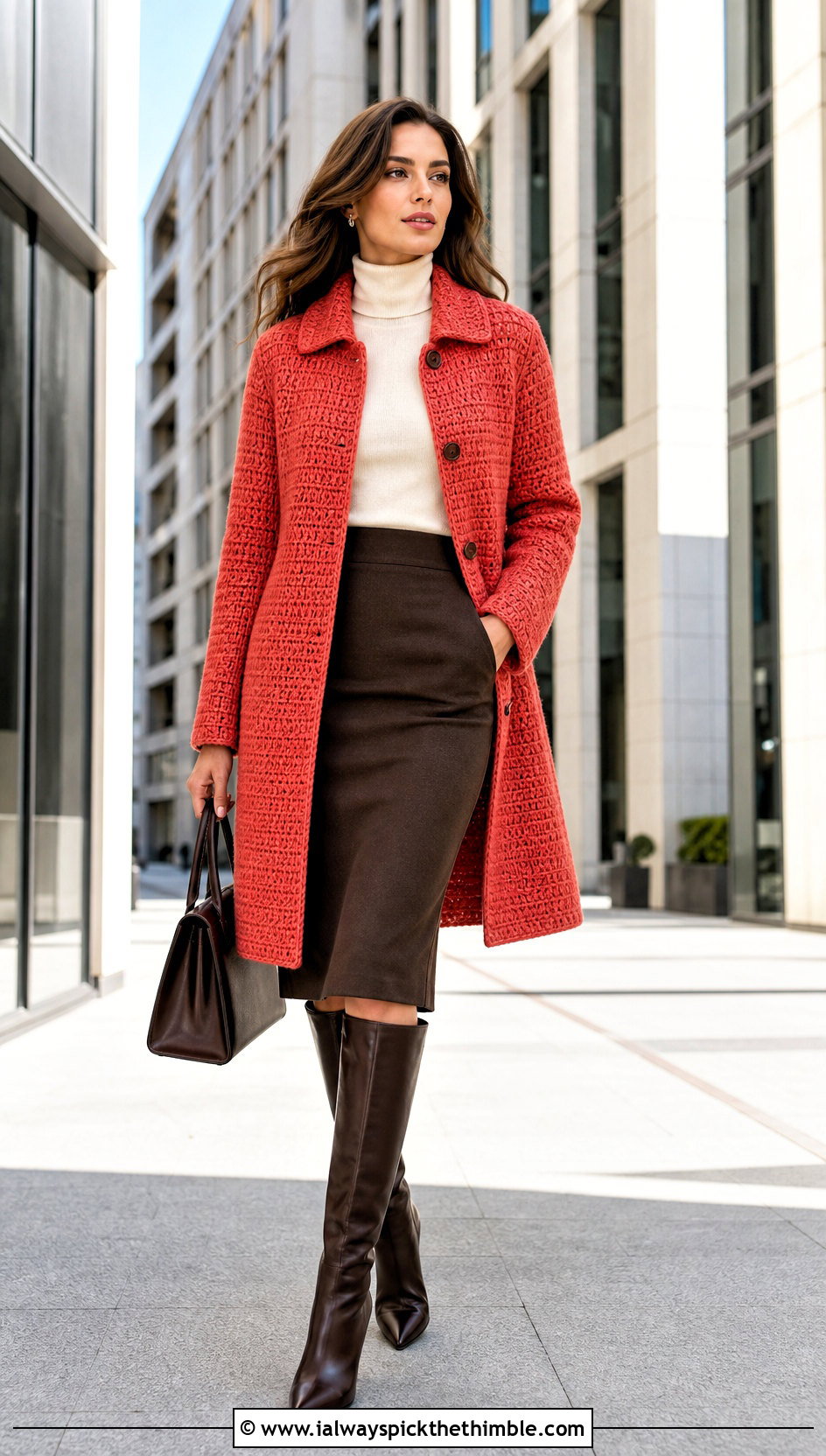 Crochet Car Coat With Pencil Skirt - 25 crochet coats outfit ideas