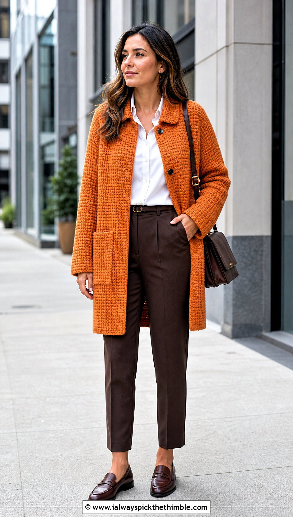 Crochet Car Coat With White Shirt And Loafers - 20 crochet coat ideas