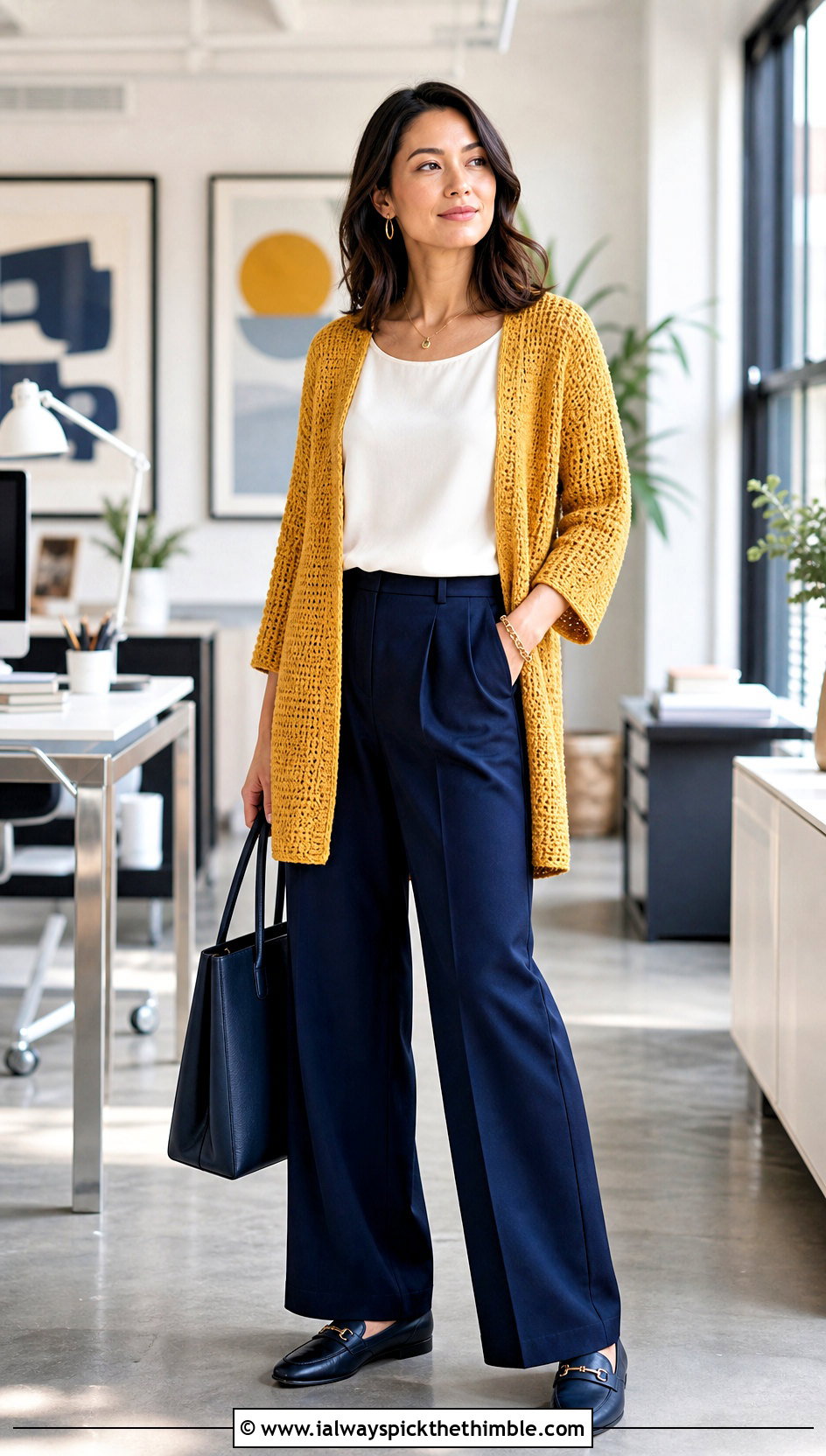 Crochet Cardigan Cover Up With Tailored Trousers - 25 crochet cover up outfit ideas