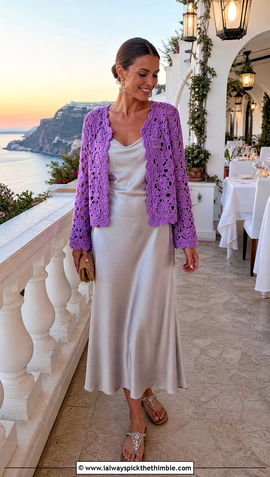 Crochet Cardigan With Satin Slip Dress - 25 crochet beach clothes and outfit ideas