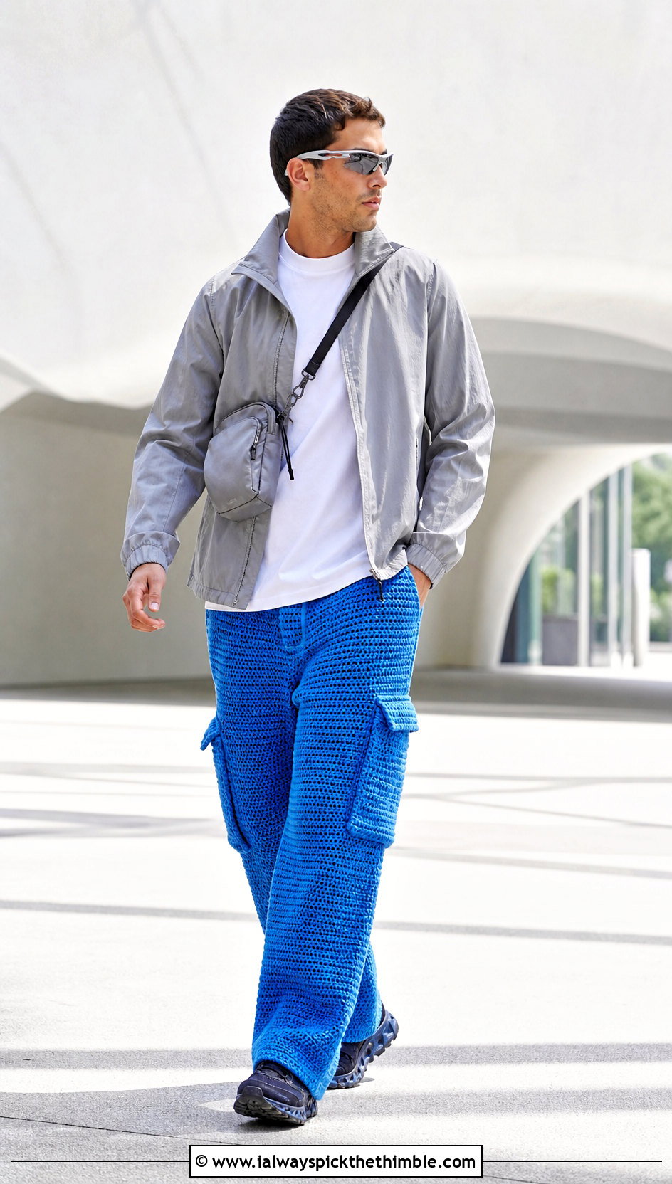 Crochet Cargo Pants With Technical Shell Jacket - 20 mens crochet pants outfit ideas