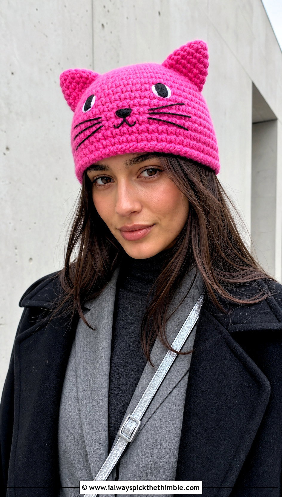Crochet Cat Ear Amigurumi Hat With Tailored Trousers - 20 crochet amigurumi hat outfit ideas