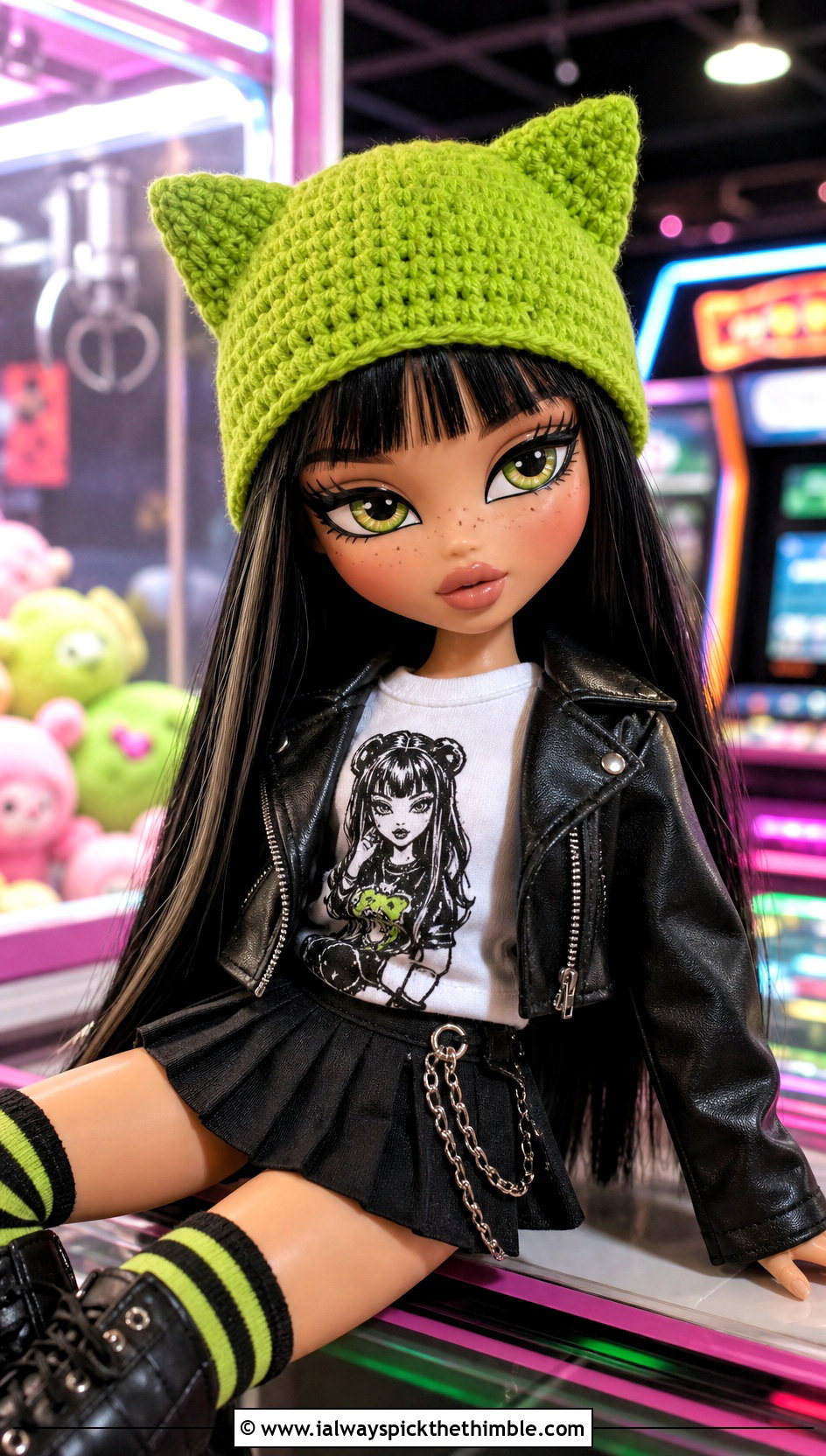 Crochet Cat Ear Hat Doll Outfit With Graphic T Shirt - 25 crochet hat for doll outfit ideas