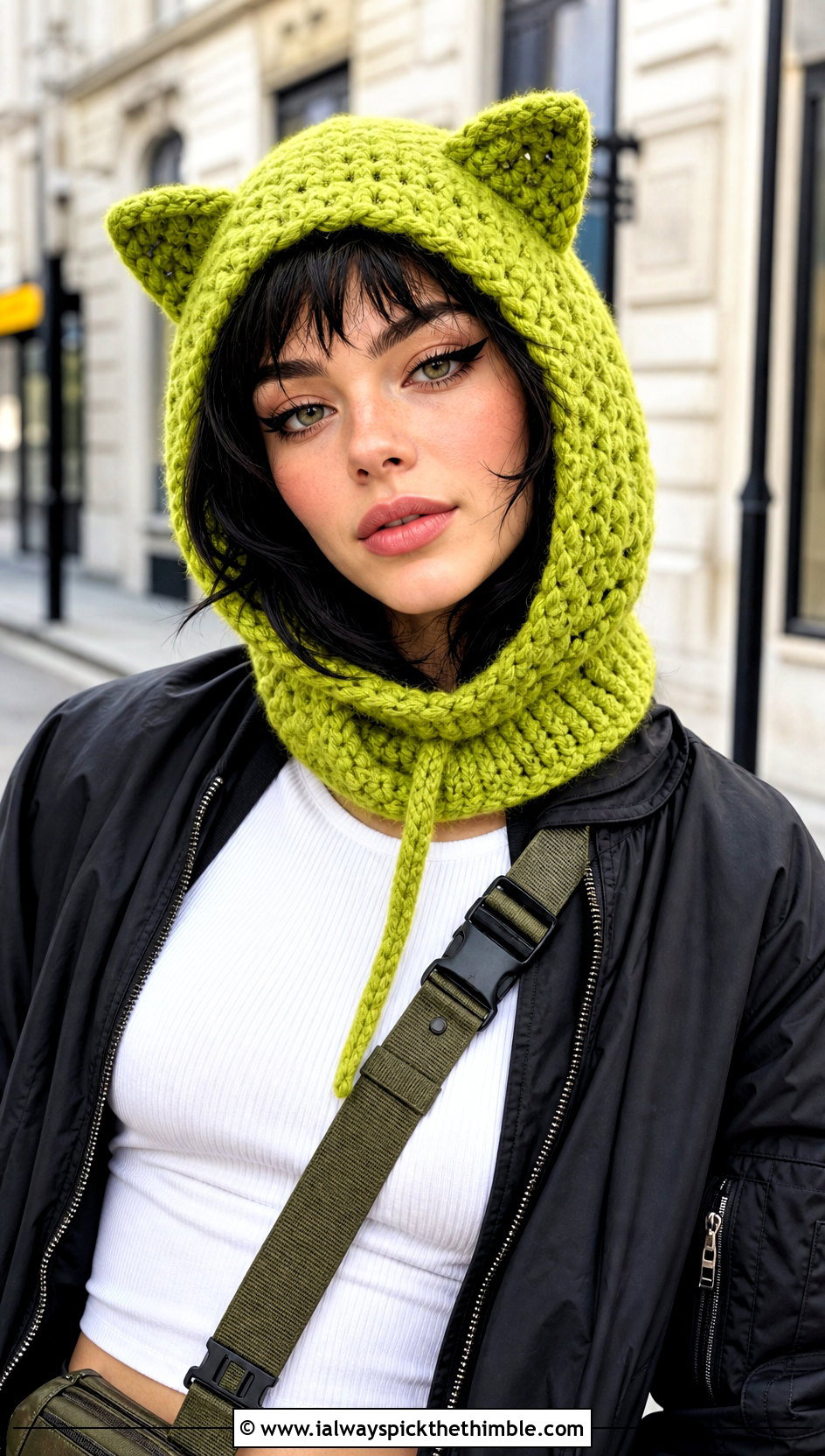 Crochet Cat Ear Hood With Cargo Pants - 20 crochet halloween outfit ideas