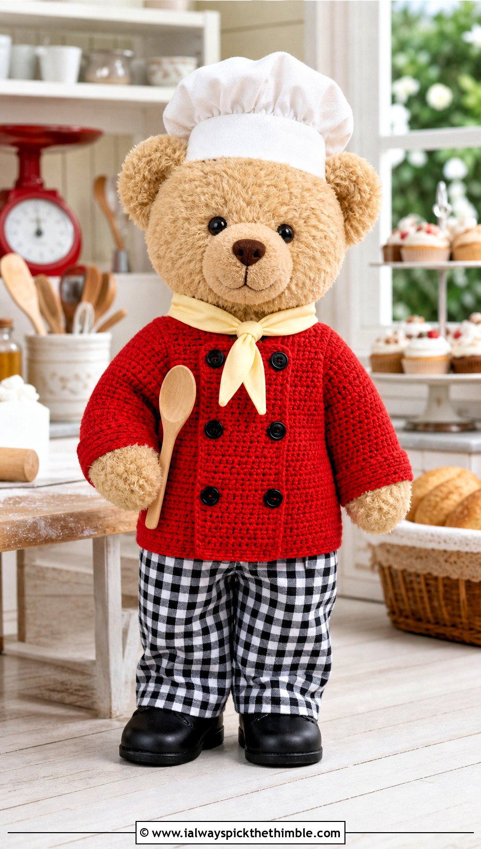 Crochet Chef Jacket With Checkered Pants - 25 crochet teddy clothes and outfit ideas