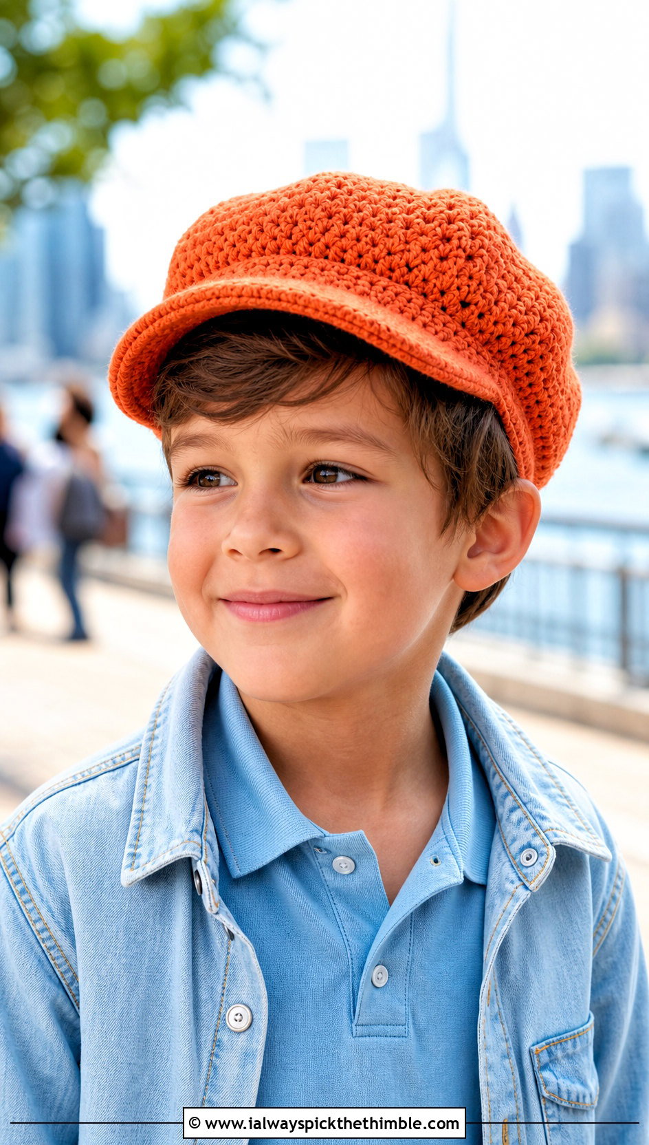 Crochet Childs Newsboy Cap With Polo Shirt And Chinos - 20 crochet childs hat outfit ideas