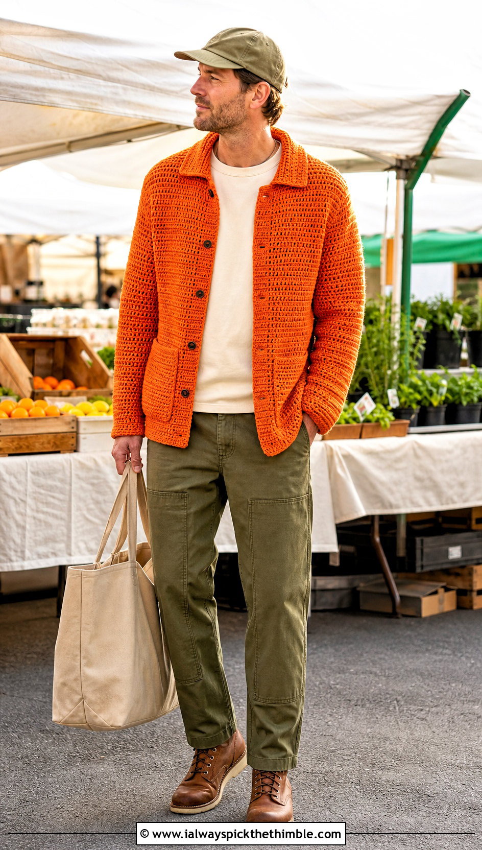 Crochet Chore Jacket With Work Pants - 25 crochet clothes for men outfit ideas