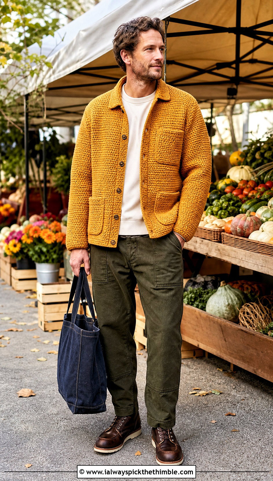 Crochet Chore Jacket With Work Pants - 20 Crochet Guys Clothes and outfit ideas
