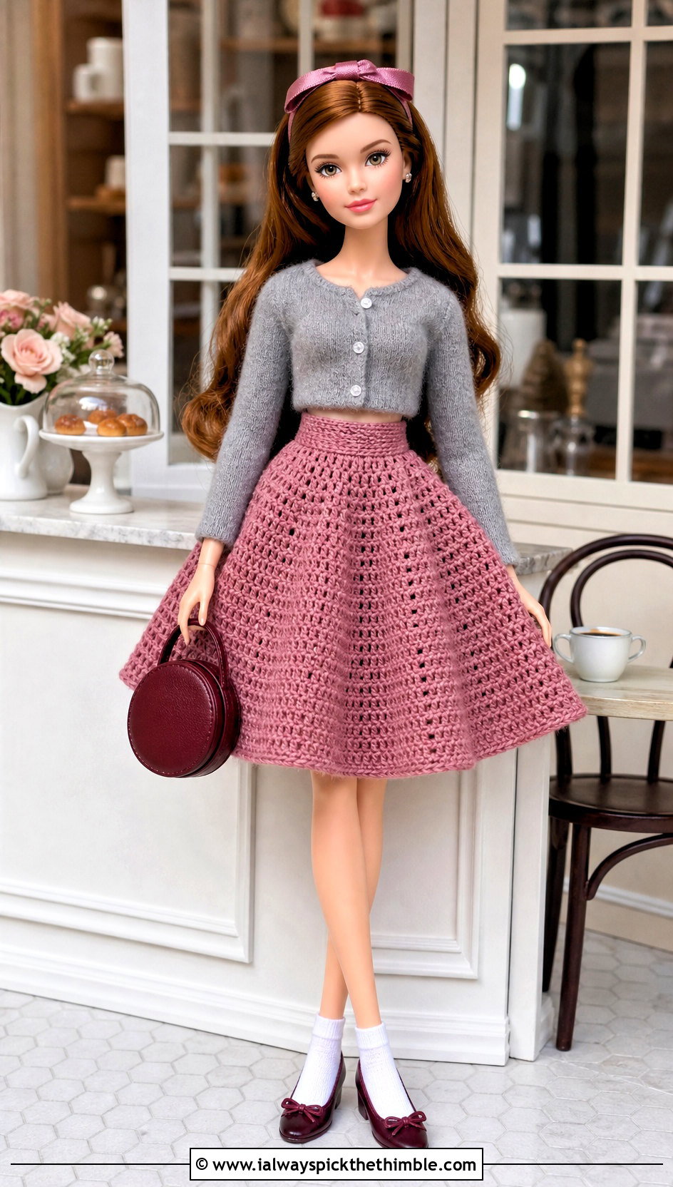 Crochet Circle Doll Skirt With Cropped Cardigan - 15 Crochet Doll Skirts outfit ideas