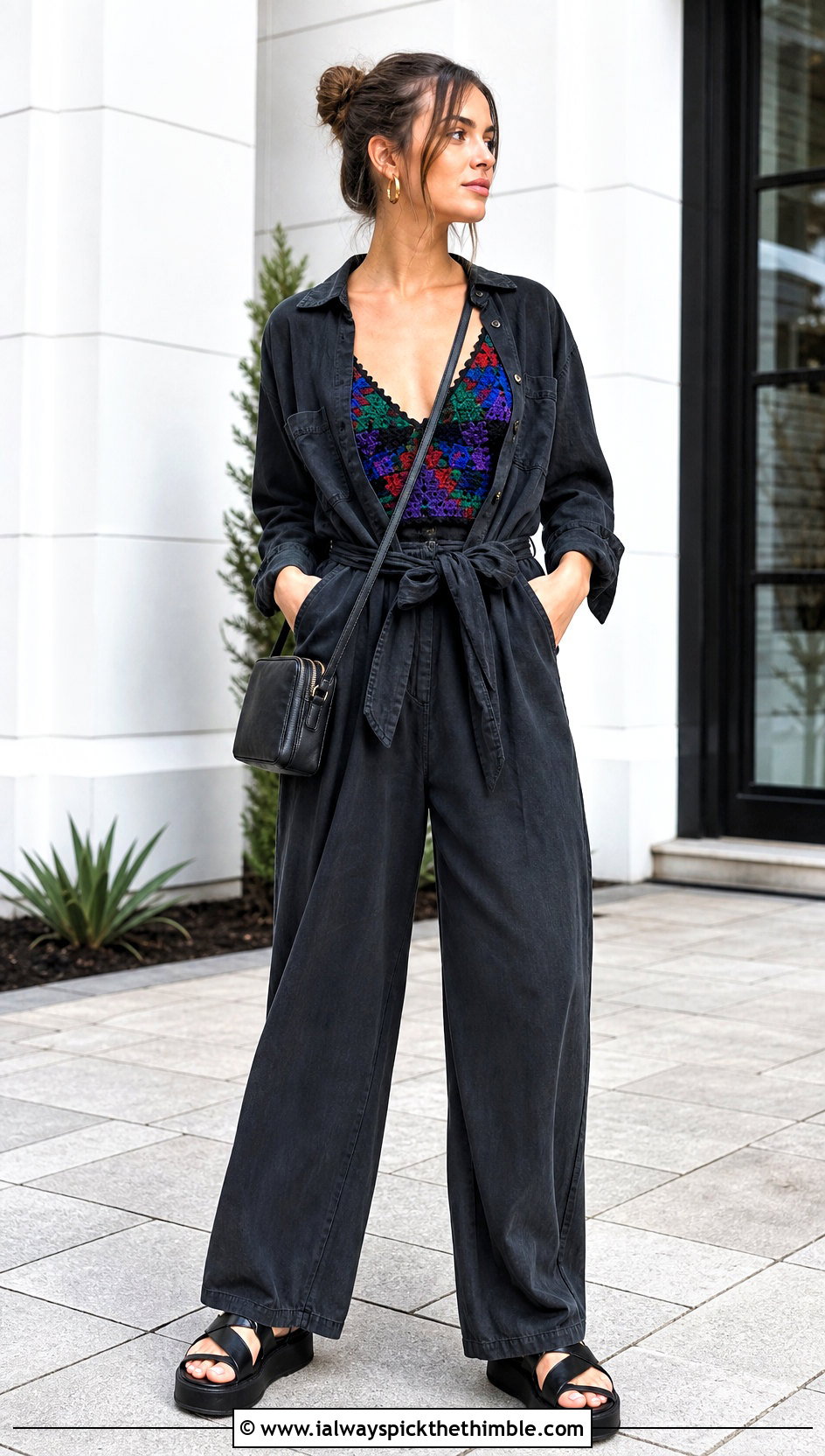 Crochet Cleopatra Top With Open Utility Jumpsuit - 15 Crochet Cleopatra Top outfit ideas