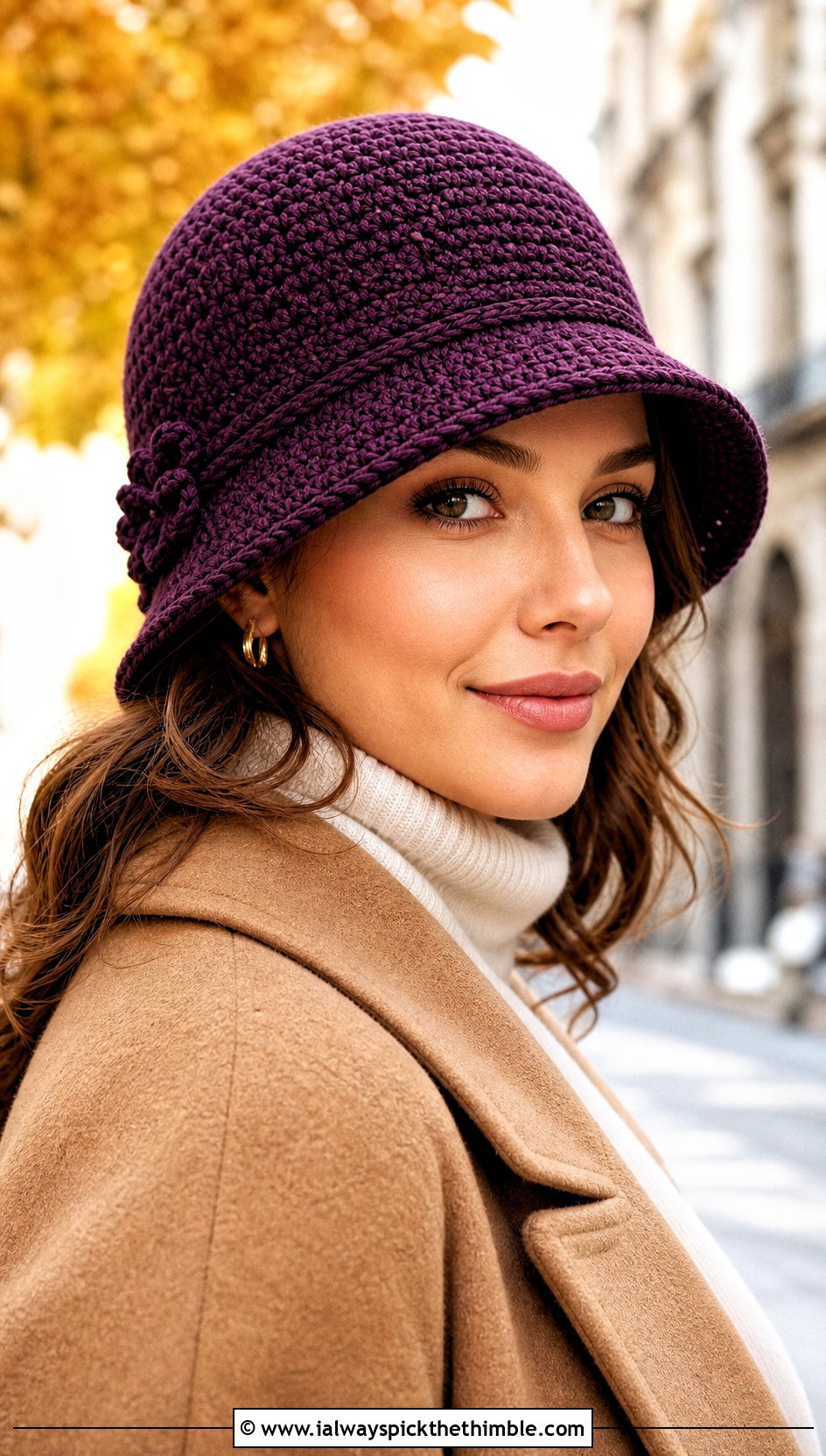 Crochet Cloche Bell Hat With Wool Coat - 15 Crochet Crowd Hat outfit ideas