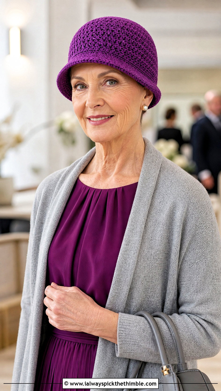Crochet Cloche Chemo Cap With Midi Dress - 25 crochet chemo caps outfit ideas