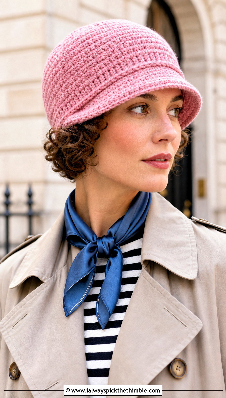 Crochet Cloche Chemo Hat With Curly Hair And Trench Coat - 15 crochet chemo hat with hair outfit ideas