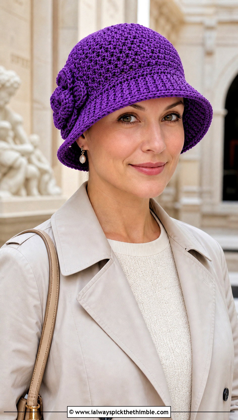 Crochet Cloche Chemo Hat With Trench Coat - 20 crochet chemo hat outfit ideas