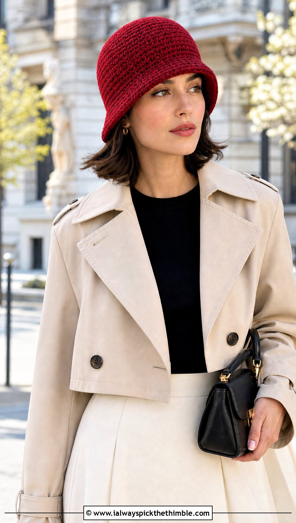 Crochet Cloche Golf Hat With Trench Coat And Midi Skirt - 20 crochet golf hat outfit ideas