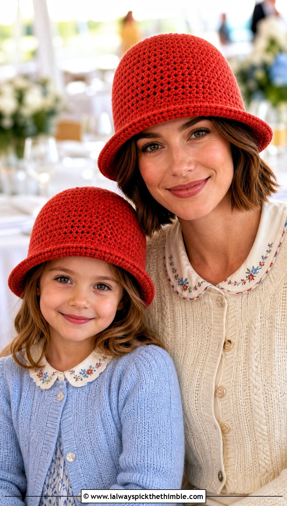 Crochet Cloche Hat With Cardigans And Midi Skirts - 20 crochet mommy and me hats outfit ideas