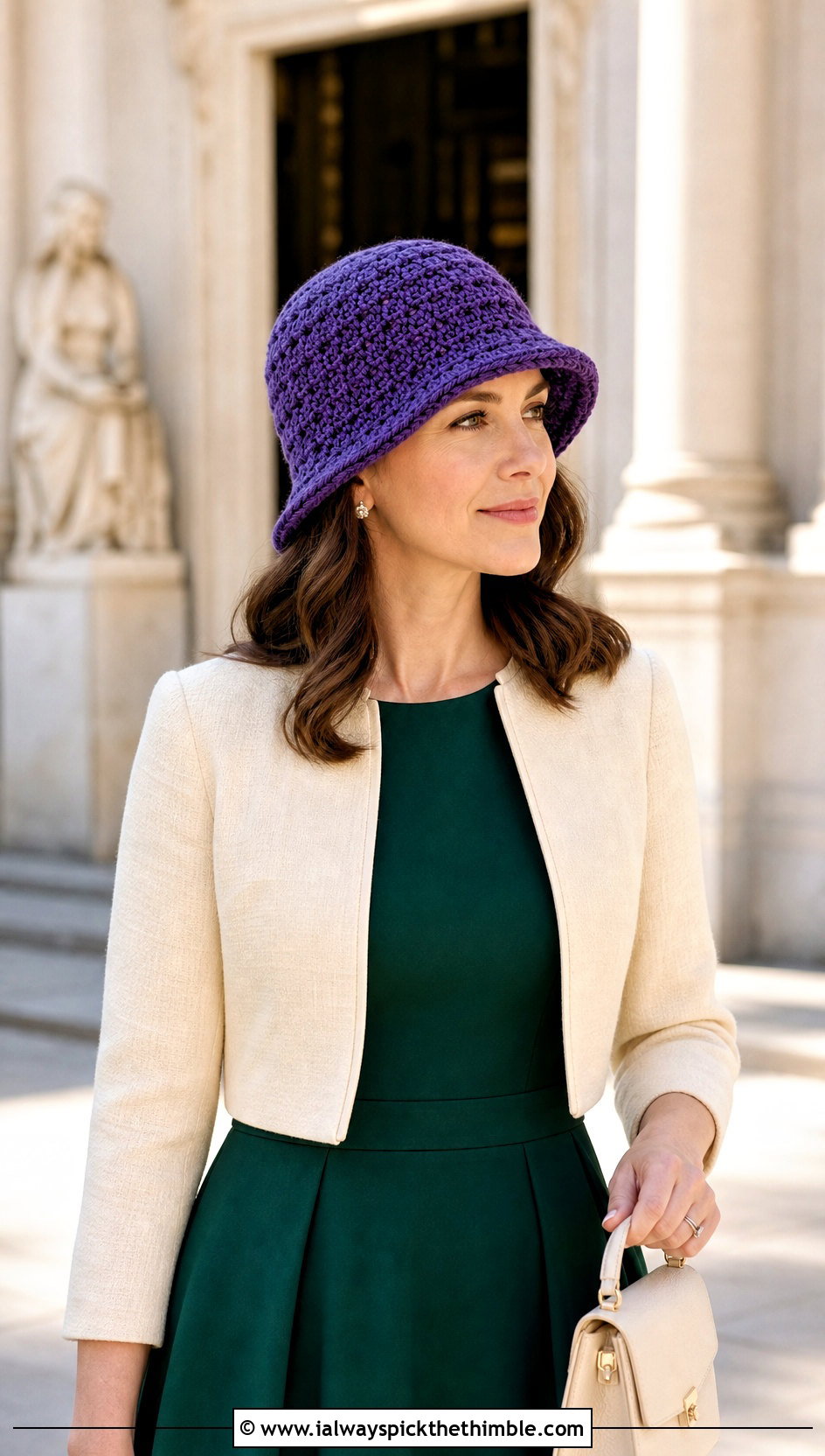 Crochet Cloche Hat With Fit And Flare Dress - 20 Quick And Easy Crochet Hat outfit ideas