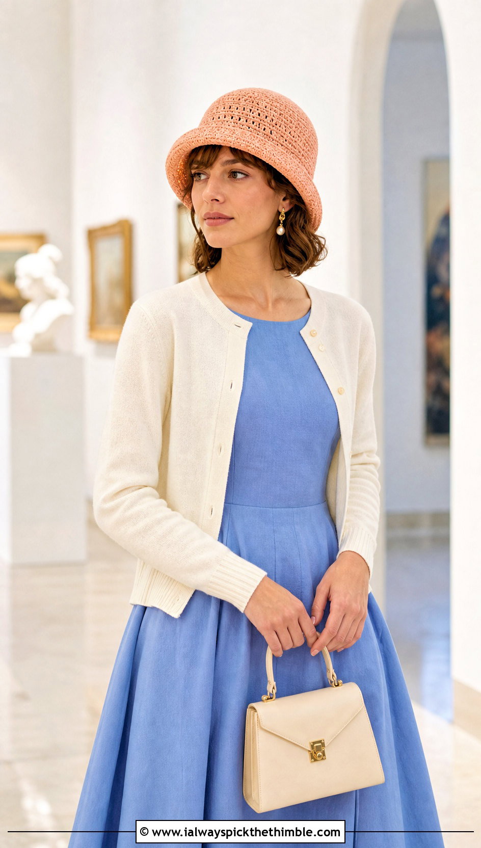 Crochet Cloche Hat With Midi Dress And Ballet Flats - 25 simple crochet hat outfit ideas