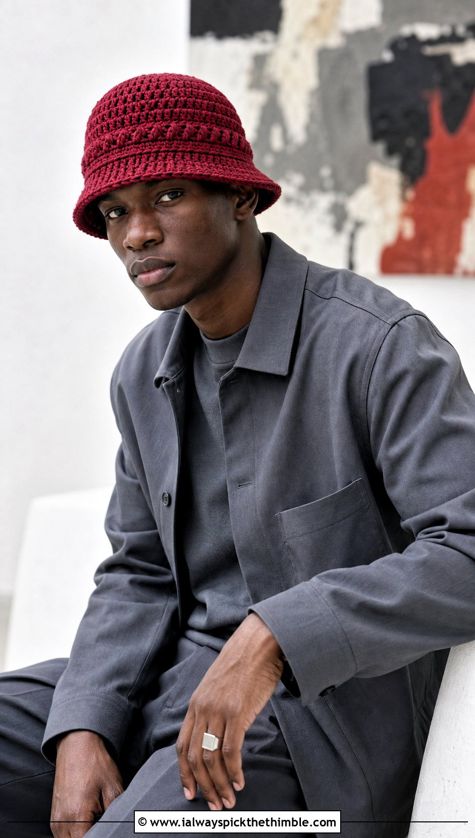 Crochet Cloche Hat With Monochrome Outfit - 25 crochet hat for man outfit ideas