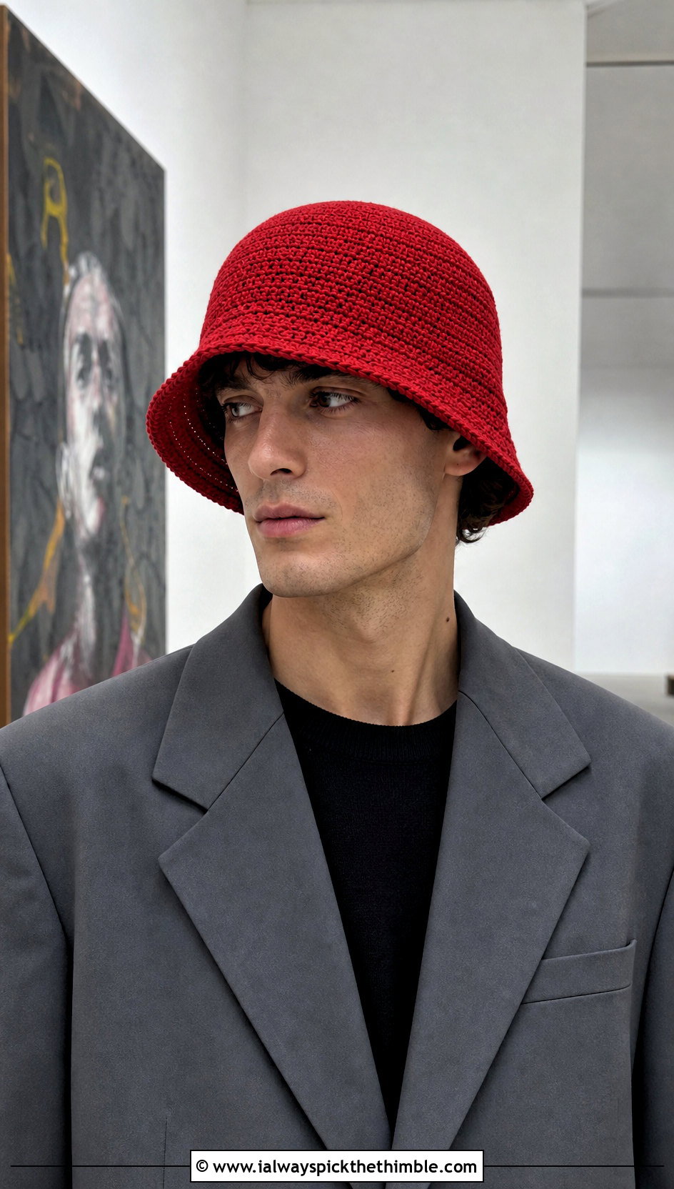 Crochet Cloche Hat With Oversized Suit - 25 mens crochet hat outfit ideas