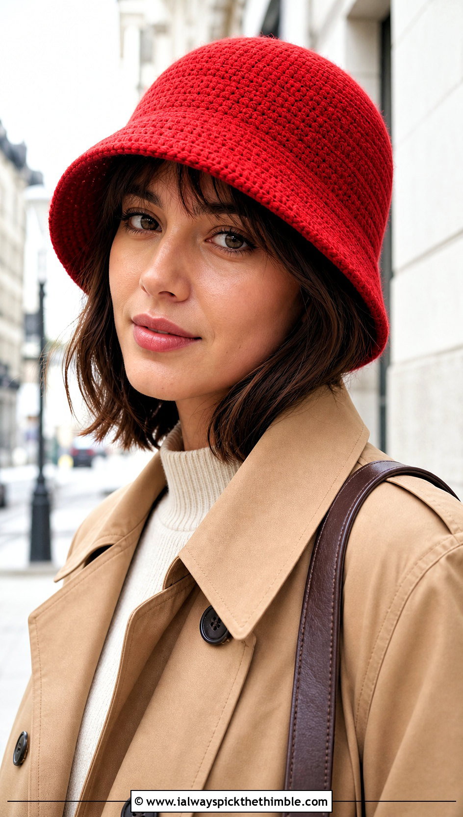 Crochet Cloche Hat With Trench Coat - 25 Crochet Hats For Women outfit ideas