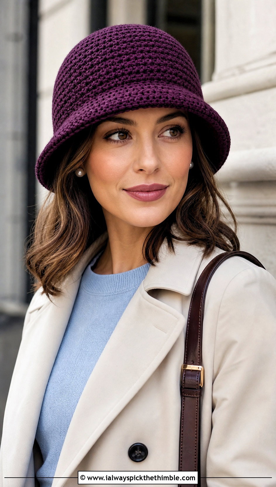Crochet Cloche Hat With Trench Coat And Loafers - 25 crochet hat outfit ideas