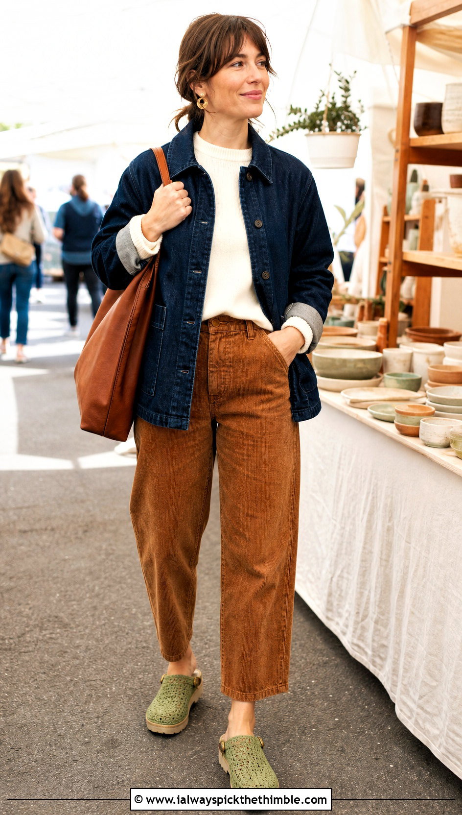 Crochet Clogs With Corduroy Pants - 15 Crochet Shoes For Adults outfit ideas